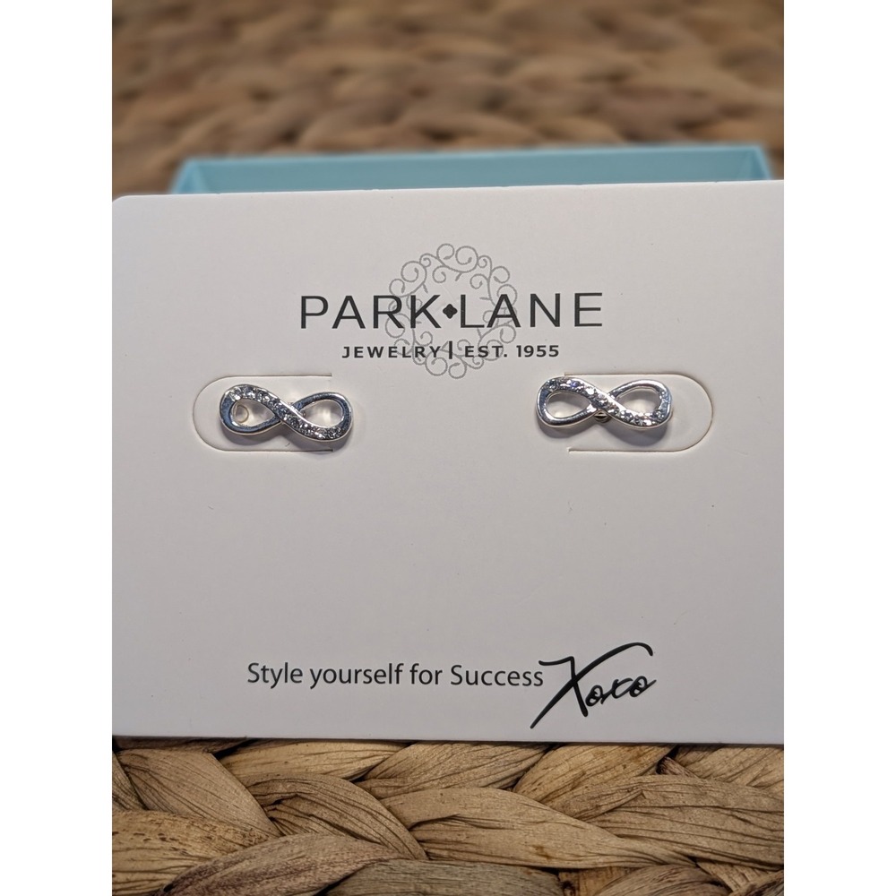 Park Lane Infinite Silver Tone Crystal Accent Pierced Earrings NWT